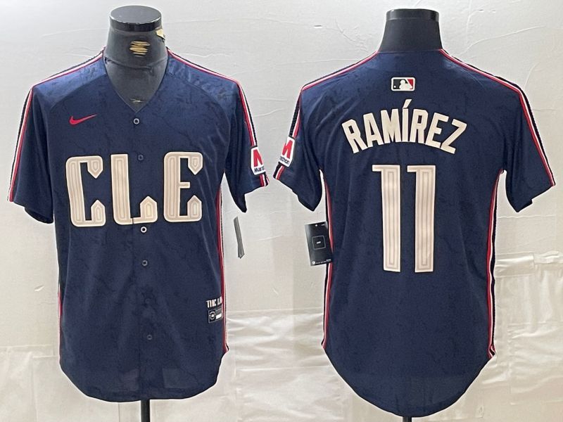 Men Cleveland Indians 11 Ramirez Blue City Edition Nike 2024 MLB Jersey style 1